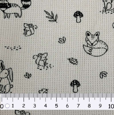 Waffeljersey | WALDTIERE | Schwarz Beige